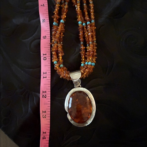 NWOT Jay King Mine Finds Amber & Turquoise Beaded Necklace w/925 Silver Pendant - Picture 14 of 14